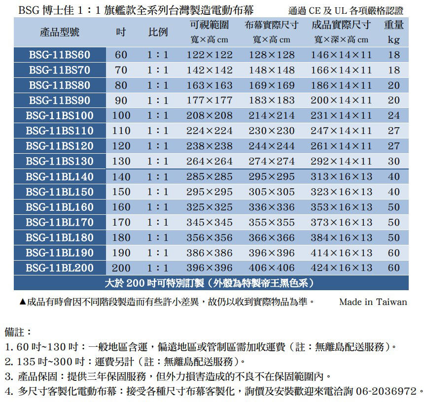 BSG 博士佳 旗艦款 1:1 電動布幕 商品介紹 19