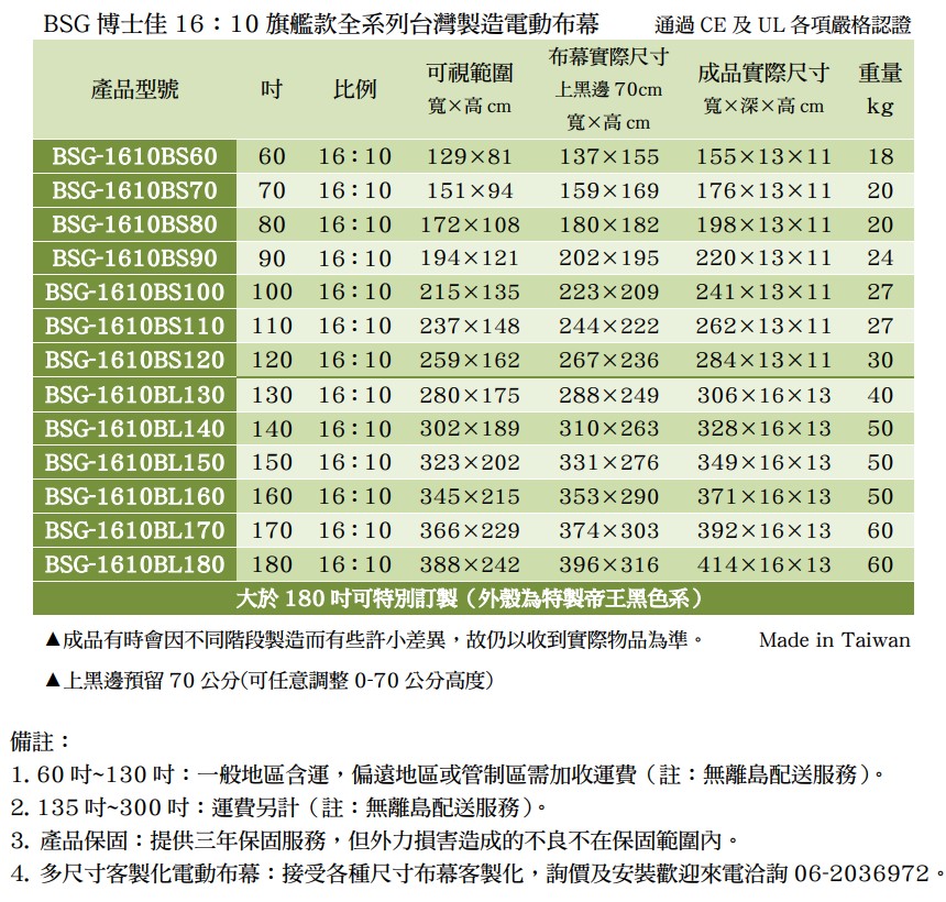 BSG 博士佳 旗艦款 16:10 電動布幕 商品介紹 21